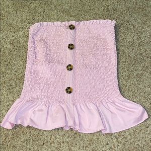 pink button down tube top